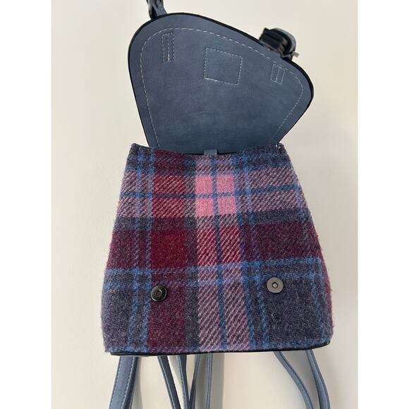Harris Tweed Scotland Mini Jura Backpack in Pink and Blue Tartan The Islander main image 7